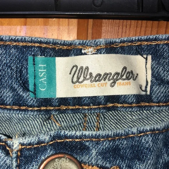 Wrangler cash cowgirl cut jeans raw hem size 7/8x34 western rodeo wranglers jean - Picture 6 of 9